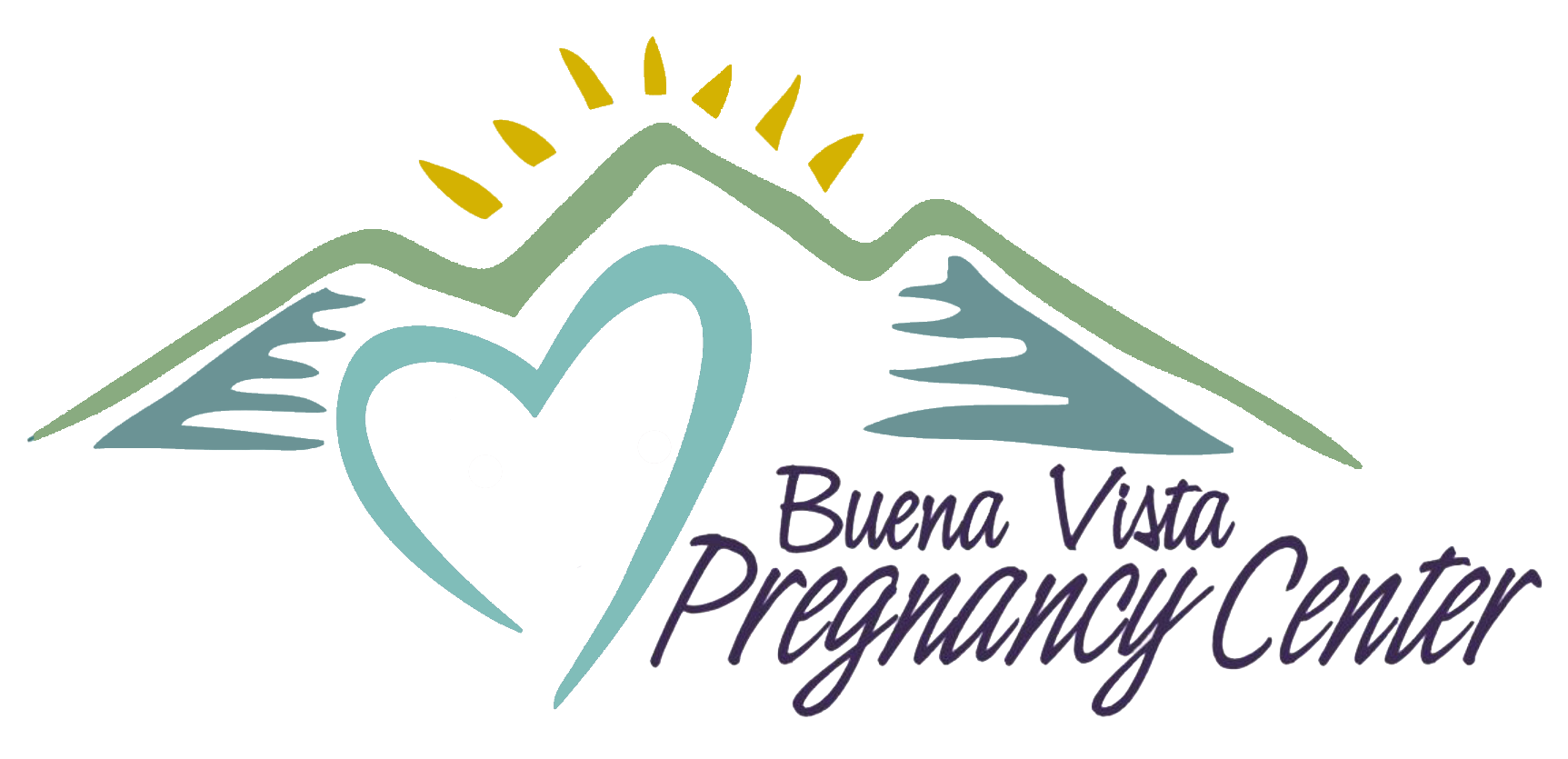 Buena Vista Pregnancy Center Logo with a heart inside of a mountain
