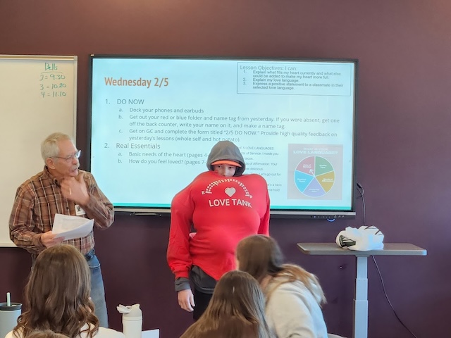 a lesson being taught in a high school classroom